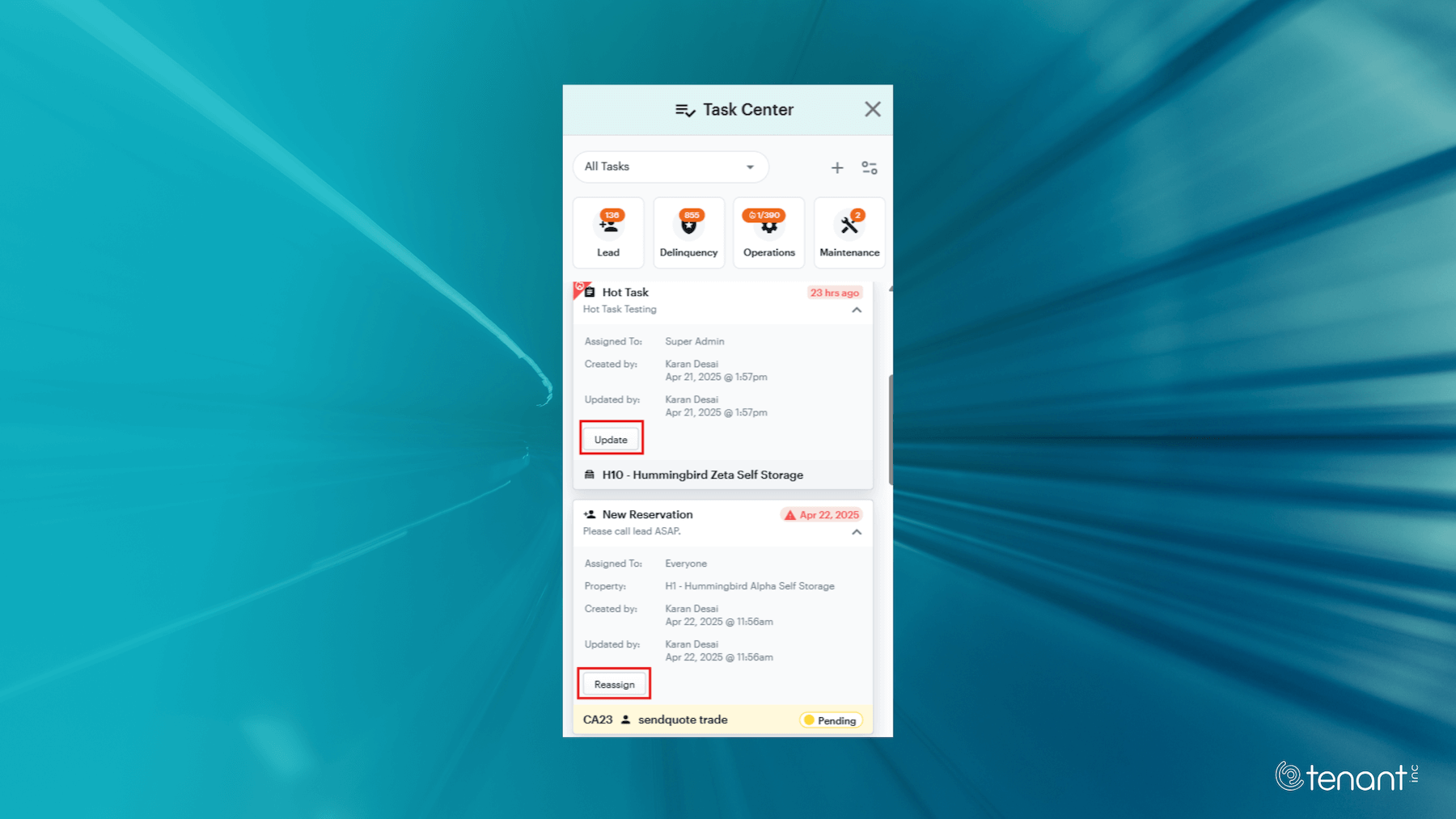 Task Center Enhancements Screenshot