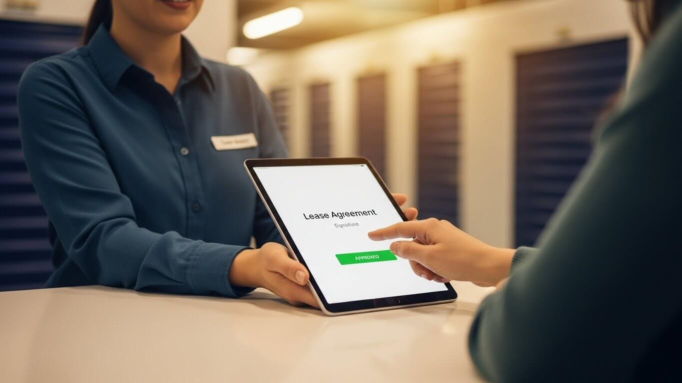 Self Storage Tenant Completing Lease With Click Wrap Signature