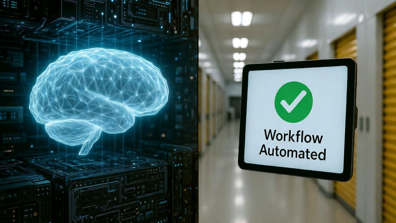 Conceptual illustration of automation being the foundation for AI-powered self storage management