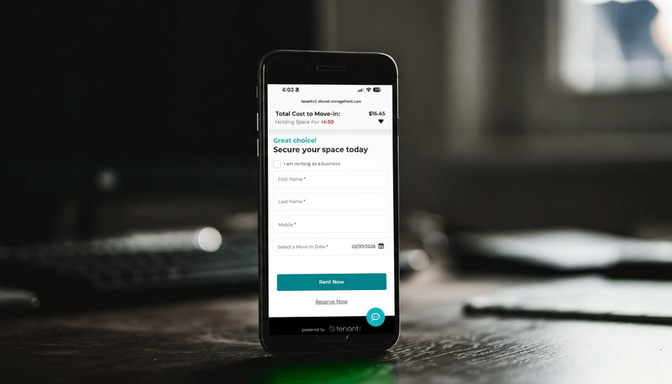 Mobile optimized self storage rental workflow
