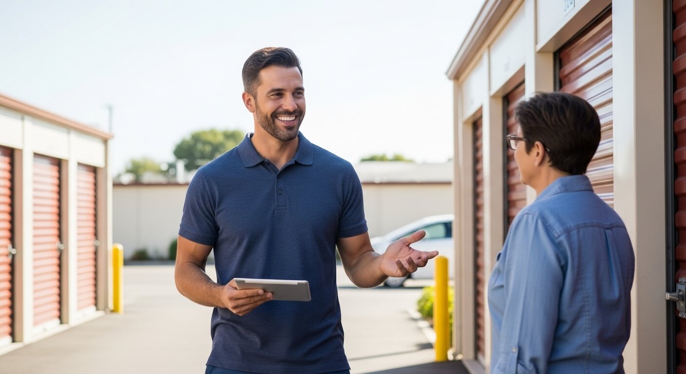 Self-Storage Manager Assisting Tenant